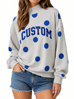 Sweat-shirt surdimensionné à pois personnalisé pour femme, col montant, broderie, patch en twill, 330 GSM, mélange coton polaire