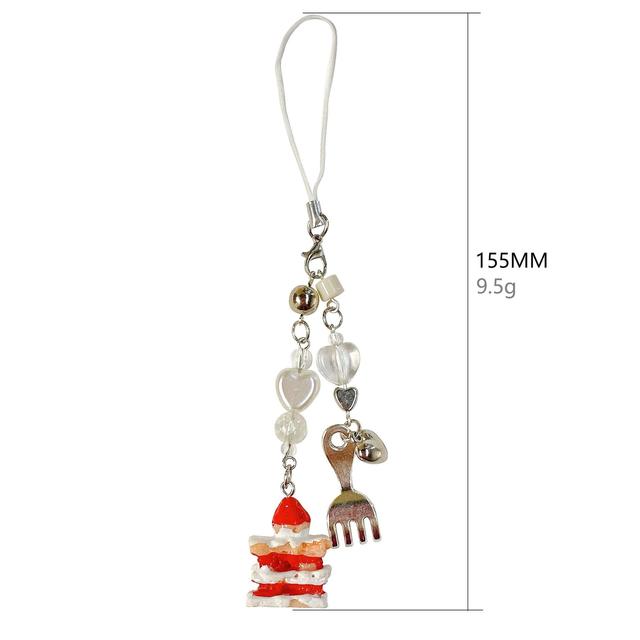 Cute DIY Mobile Phone Pendants Mini Food Cheese Cookie Donut Keychain Phone Chain Charms Pink Donut Keychain