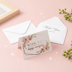 Cartões de Saudação em Papel Revestido com Impressão em Tela e Estampagem Dourada - Cartões Dobráveis de Agradecimento e Melhores Desejos - Product Image 5