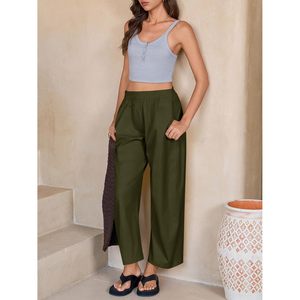 Pantalones Harem de Pierna Ancha para Mujer, Cintura Alta, Algodón, Casuales, con Bolsillos, Transpirables, Estilo Verano - Product Image 5