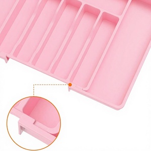 Nouveau plateau à <span class=keywords><strong>couverts</strong></span> extensible en plastique pour tiroir, support de rangement pour couteaux et fourchettes sur pied, modèle MM8038, conception à boucle rectangulaire - Product Image 2