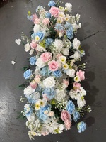 Arrangement floral artificiel en soie rose et bleue, rose et hortensia, pour décoration de mariage ou de fête, modèle S509.