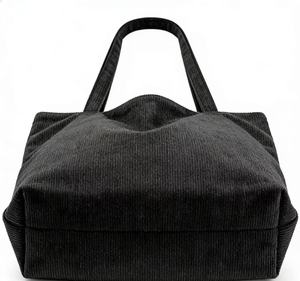 Sac fourre-tout en velours côtelé noir, style hobo décontracté, avec intérieur spacieux, sac fourre-tout à bandoulière en velours côtelé côtelé doux, léger pour un usage quotidien - Product Image 2