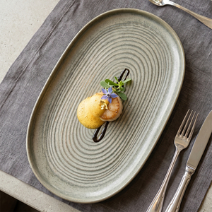 <span class=keywords><strong>Assiette</strong></span> ovale en céramique et porcelaine à glaçure réactive, style nordique, durable, pour service de dîner, poisson, barbecue, idéale pour restaurants, hôtels et fêtes - Vente en gros usine - Product Image 1