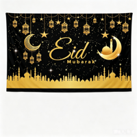 Bannière Ramadan Moubarak, lune et étoile, Eid Moubarak, tapisserie murale musulmane Kareem pour décorations intérieures