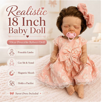 Boneka Bayi Reborn 18 Inci 50cm, Boneka Bayi Baru Lahir Simulasi Realistis, Boneka Mainan Silikon Vinyl dengan Tubuh Kain Lembut untuk Anak-anak