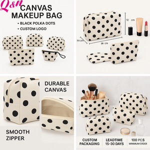 Maquillaje divertido de lunares de gran capacidad personalizado portátil para neceser bolsas de cosméticos de lona suave con cremallera para niñas y mujeres - Product Image 3