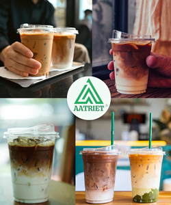แก้วพลาสติกใสแบบมีฝาปิด ขนาด 8 ออนซ์ 12 ออนซ์ สำหรับกาแฟเย็น มัทฉะลาเต้ แบบนำกลับบ้าน ผลิตตามสั่ง ปราศจากสาร BPA - Product Image 6