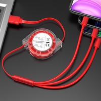 Cable de Carga Retráctil 3 en 1, Mini Cable de Carga Rápida Portátil para Teléfono Celular Android, Micro USB Tipo C, para Samsung