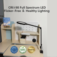 Lampe de bureau LED au design métallique contemporain, alimentation CA, gradation tactile/à distance, 95 CRI, écologique, protection des yeux, réglable pour bureau et étude
