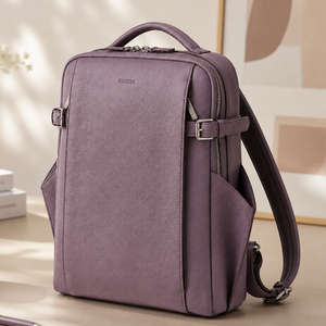 Genuine Leather Women <b>Backpack</b> 15.6 Inch Laptop <b>Backpack</b> Large Capacity Business Travel Daypack Multi Pocket Ladies <b>Backpack</b> - Product Image 1
