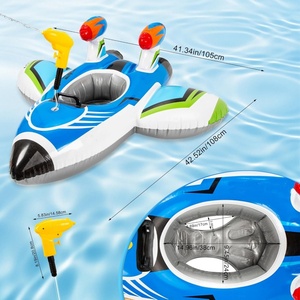 Bateau gonflable en PVC en forme d'avion avec pistolet à eau et poignée 108*105 CM pour enfants, idéal pour l'été, la plage et les jeux aquatiques en extérieur - Product Image 2