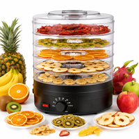 5-lades voedseldroger met regelbare temperatuur, fruitdroger voor thuisgebruik, BPA-vrij voor gezonde snacks