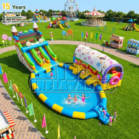 Parc aquatique gonflable directement de l'usine avec toboggans aquatiques et piscine à jets d'eau, aire de jeux extérieure commerciale pour enfants et adultes