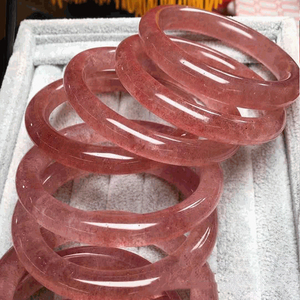 Good Luck Natural Gem Stone Strawberry Pink Jade Bangle braccialetti in cristallo di <span class=keywords><strong>quarzo</strong></span> <span class=keywords><strong>rosa</strong></span> per le donne - Product Image 3