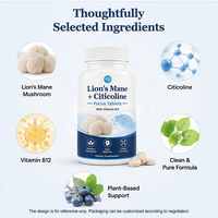 Comprimés de formule à base de plantes avec Crinière de lion, Citicoline, Vitamine B12