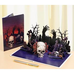 Halloween Pop Up Card 3D Skull Greeting Card For Boys Girls Men Women Irregular Shape Paper <b>Matte</b> <b>Varnish</b> SD261US1520 - Product Image 3