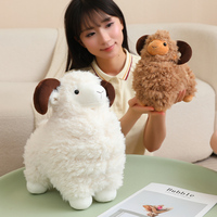 Peluches personnalisées en gros de moutons à grandes cornes, jouets en peluche animaux, fabricant direct