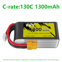 Batterie LiPo haute performance Enrichpower 14,8V 1300mAh 130C 4S1P avec connecteur XT60 pour drones FPV, hélicoptères RC, bateaux RC, CE UN38.3