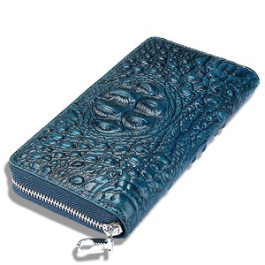 Wholesale Open Unisex Crocodile Pattern Anti-Theft Long Vintage Genuine Leather Clutch Bag with Phone Handbag and Wallet - Product Image 2