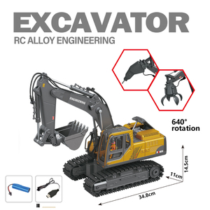 Modelo de Excavadora de Metal 2.4G, Excavadora de Aleación con Control Remoto de 14 Canales, 3 en 1, Broca Excavadora, Cabezal de Agarre para Niños - Product Image 2