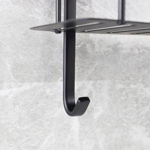 SANIPRO <span class=keywords><strong>prix</strong></span> usine étagère de salle de bain en aluminium noir mat sans perçage suspendu sur le support de rangement de porte de salle de douche - Product Image 3