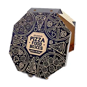Dew Design Pizza Paper Box Packaging Paper Box with Custom Logo Free Samples Provide