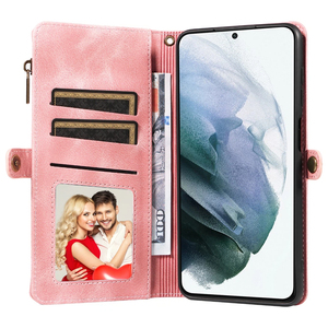 Funda de Piel Sintética para Teléfono con Ranuras para Tarjetas para Samsung S21 Plus, 9 Ranuras para Tarjetas + Bolsillo con Cremallera para Monedas, Soporte, Bloqueo RFID, 360 °   Protección - Product Image 3