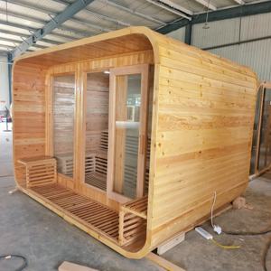 Moderne <span class=keywords><strong>4</strong></span>-persoons Vierkant Buiten Hout Stoom Saunakamer Met Ver-Infrarood Verwarmer Natte Stoom Red Cedar Pine Voornamelijk Voor Gebruik Buitenshuis - Product Image 2