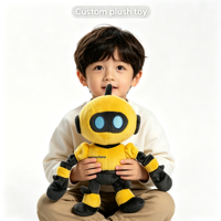 Poupée robot en peluche personnalisée avec yeux brodés, logo sur mesure, mascotte de dessin animé, poupée robot en peluche