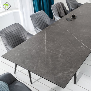 Produttore professionale personalizzato pietra pietra pietra lastra superiore <span class=keywords><strong>tavolo</strong></span> da pranzo sinterizzazione con le gambe Hardware vestito ristorante di lusso - Product Image 5