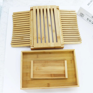 เครื่องตัดขนมปังไม้ไผ่ Sm ขนาด 32x21x17.5 ซม. พับได้ พร้อมถาดรองเศษขนมปัง สำหรับอุปกรณ์ทำขนมในครัว - Product Image 3