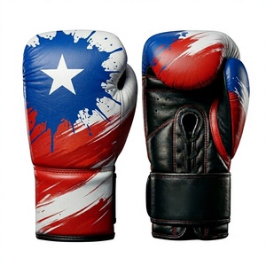 Chile Custom Digital Printed Flag Boxing <b>Gloves</b> Cowhide Leather Training Adjustable Hook Loop Closure Lightweight Breathable - Product Image 1