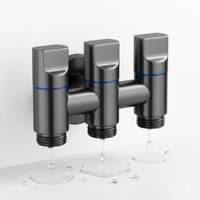 Robinet d'angle en acier inoxydable à 1 entrée et 3 sorties, commande indépendante, déviateur d'eau pour toilettes et machines à laver, vente en gros (stock US)