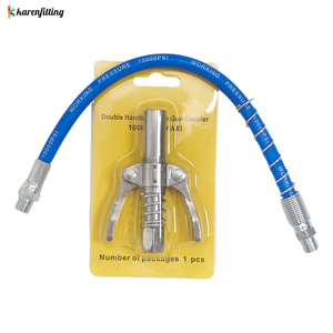 Heavy-Duty Double Handle Locking Grease Nozzle 10000 PSI High-Pressure <b>Flat</b> Tip for Pneumatic Grease Guns Tool Set - Product Image 6