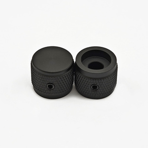 19Mm Diameter Mat Zwart Geanodiseerd Aluminium Roterende 1/4 "Encoder Aanpassen Control Cap Knop Zonder Aanwijzer Voor 6.35Mm Ronde As - Product Image 1