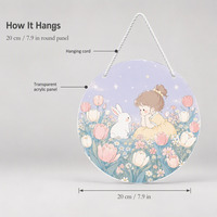 Acryl hangend bord houten deurplaat 7,9 inch ronde plaquette transparant acryl bord decor