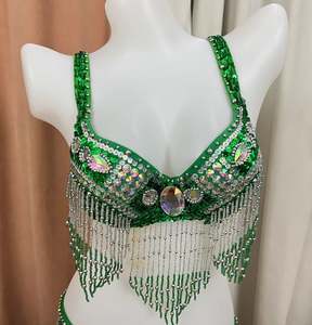 Offre Spéciale Femme perlé Danse Du Ventre Costume D'usure + ceinture 2pc ensemble Dames Danse Du Ventre Costumes de Danse Du Ventre Vêtements - Product Image 5