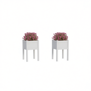 Set di 2 Fioriere da Giardino Medie in Legno di Pino Bianco Massiccio per Fiori, Uso Esterno - Product Image 1