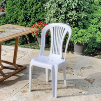 Chaise de jardin moderne blanche légère, confortable et empilable, en PP imperméable, idéale pour la cour, l'hôtel et le parc