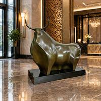 Statue de taureau abstrait moderne en bronze - Symbole de succès personnalisable pour les quartiers financiers, sculpture en bronze