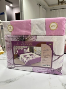 Parure de lit LILIANNA King Size 6 pièces 100% <span class=keywords><strong>coton</strong></span>, ensemble de literie doux et luxueux imprimé avec drap plat et taies d'oreiller pour chambre à coucher, maison, hôtel - Product Image 2
