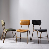 Chaise de salle à manger en fer forgé rétro, style industriel minimaliste moderne, style LOFT, bar, cuir, restaurant, café nordique, chaise avec dossier