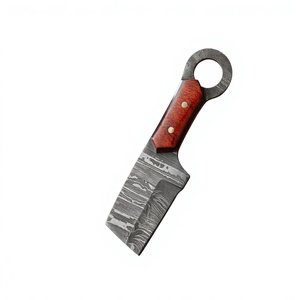 มีดทำมือคุณภาพสูงจากเหล็กดามัสกัส ทรงดรอปพอยต์ ใบมีดขนาดเล็ก สำหรับล่าสัตว์และเอาตัวรอด ด้ามไม้ OEM รับประกัน 3 ปี - Product Image 3