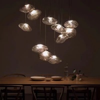 Nouveau lustre en verre nuage créatif de style scandinave, alimentation CA, hauteur réglable pour restaurant, bar, comptoir, villa, escalier