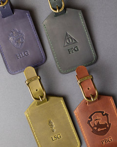 Étiquettes à bagages <span class=keywords><strong>en</strong></span> cuir véritable durables <span class=keywords><strong>en</strong></span> gros avec boucle métallique sécurisée Logo gravé au laser personnalisé - Product Image 5
