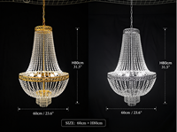Lustre suspendu de luxe en métal, fer et perles de cristal acrylique, doré, à LED, pour hôtels, mariages, éclairage décoratif et accessoires de scène