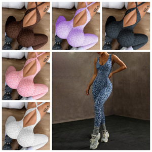 YNSEA Nữ Gợi Cảm In Họa Tiết Da Báo Tập Yoga Một Mảnh Bộ Đồ Thể Thao Bộ Đồ Thể Thao Cổ Chữ V Sâu Cut-Out Back Crisscross Strap Push - Product Image 6