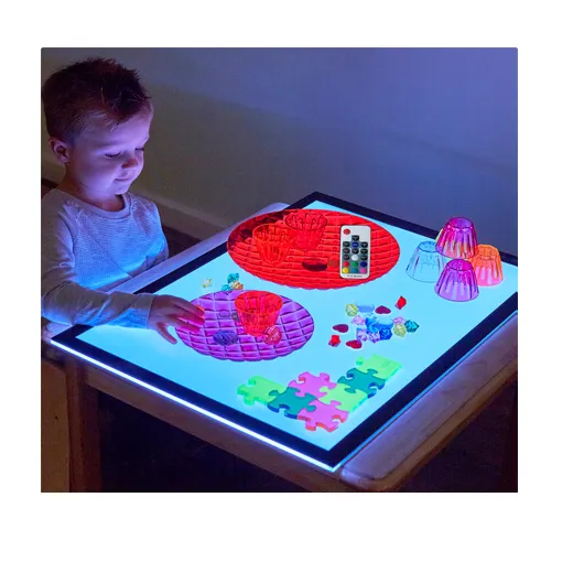 2022 멀티 컬러 변경 RGB 어린이 교육 놀이 감각 유치원 Led 라이트 테이블 추적 패드 라이트 박스