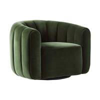 Fauteuil d'accent pivotant en velours, canapé simple canalisé, fauteuils occasionnels de luxe, salon, utilisation de location d'événements